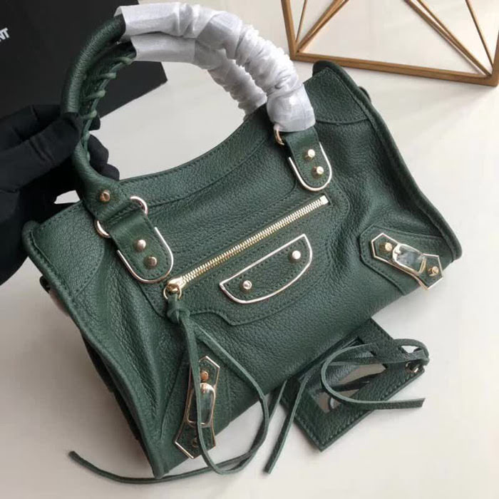 BALENCIAG巴黎世家 義大利進口頂級山羊皮 小金釘 深灰色 手提肩背斜挎包  BL1606